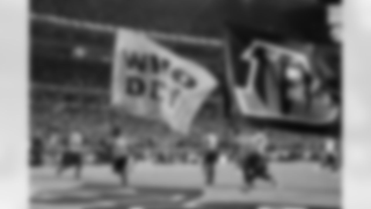Bengals Pep Squad hype up the crowd after a Bengals TD during the Bengals vs. Ravens Wild Card Game at Paycor Stadium.
