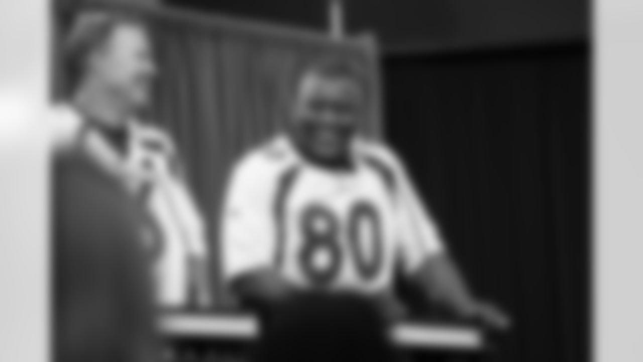 Rod Smith during the taping of Broncos Game Show Nite at Empower Field at Mile High on August 29, 2023 in Denver, Colorado. Photo by Ben Swanson / Denver Broncos