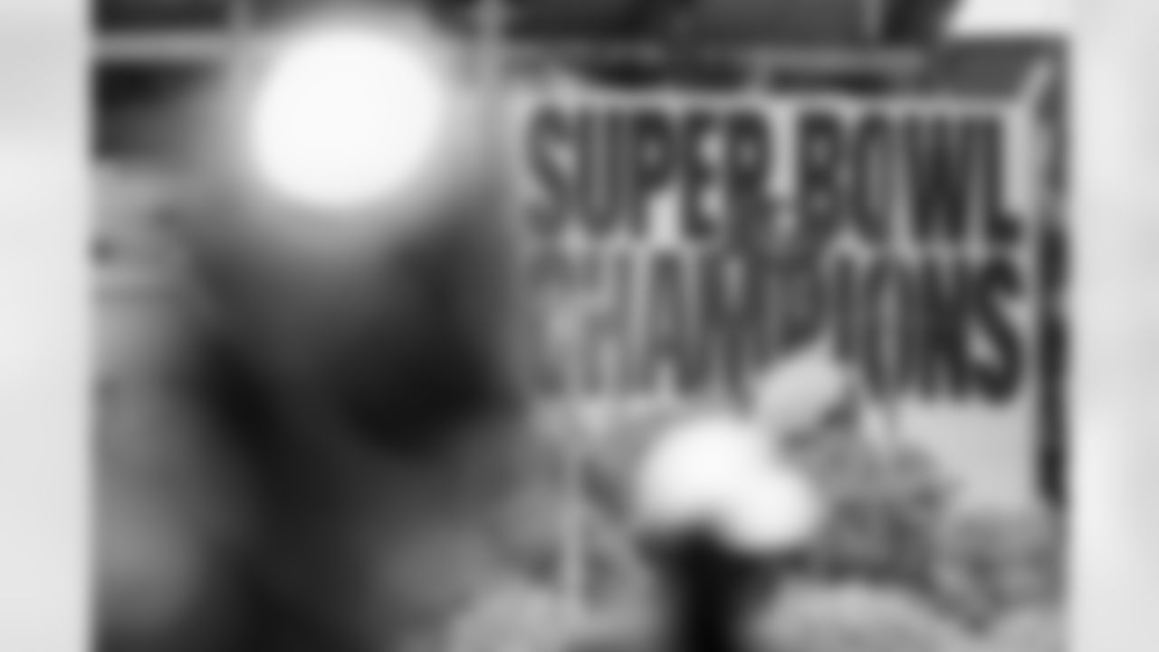 TAMPA, FL - May 14, 2021 - Super Bowl Champions banner on Raymond James Stadium during Rookie Mini-Camp at AdventHealth Training Center. Photo By Kyle Zedaker/Tampa Bay Buccaneers