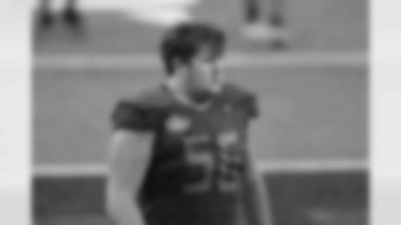 National Team offensive lineman Creed Humphrey of Oklahoma (56) walks off the field after the NCAA college football Senior Bowl in Mobile, Ala, Saturday, Jan. 30, 2021. (AP Photo/Rusty Costanza)