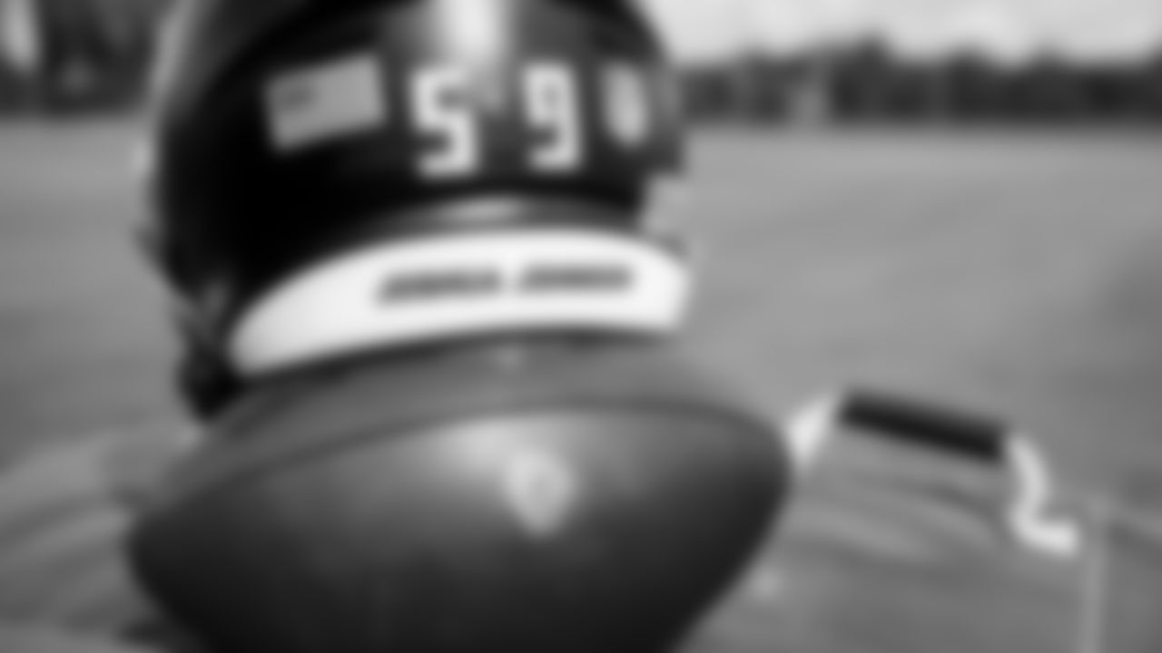 Atlanta Falcons players will wear a helmet decal representing a victim of systemic racism or one of four phrases provided by the NFL. (Photo by Kara Durrette/Atlanta Falcons)