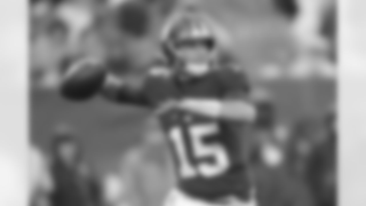 New York Giants quarterback Tommy DeVito (15) passes the ball during the first half of an NFL football game against the New York Jets, Sunday, Oct. 29, 2023, in East Rutherford, N.J. (AP Photo/Adam Hunger)