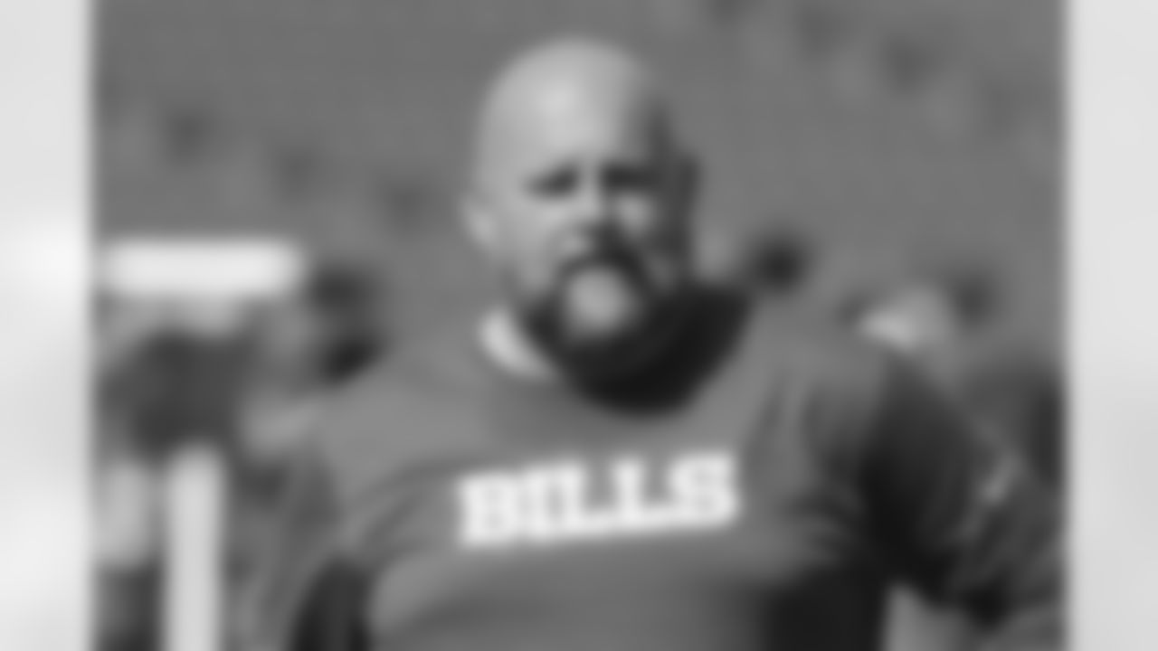 FILE - In this Sept. 16, 2018, file photo, Buffalo Bills offensive coordinator Brian Daboll walks off the field prior to the game against the Los Angeles Chargers, in Orchard Park, N.Y. After taking a short break, the Browns are resuming their coaching search by interviewing Bills offensive coordinator Brian Daboll, who previously worked in Cleveland. (AP Photo/Rich Barnes, File)