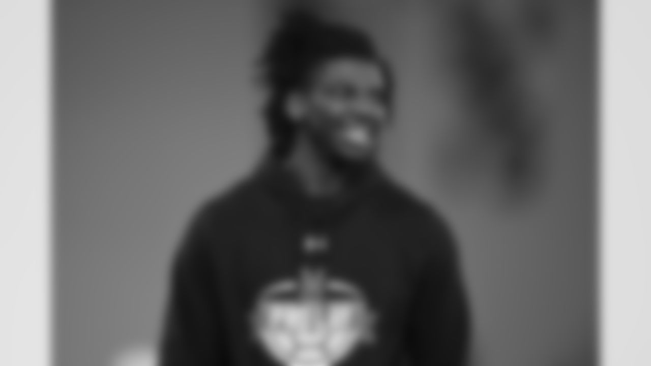Cornerback Deonte Banks watches from the sidelines during Maryland's football pro day on Wednesday, March 29, 2023, in College Park, Md. Banks did not participate in the workout. (AP Photo/Gail Burton)