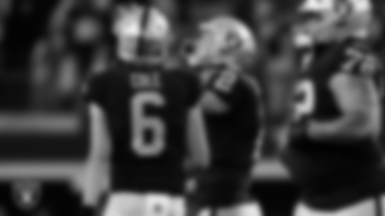 Las Vegas Raiders kicker Daniel Carlson (2) celebrates after kicking 56-yard field goal during the regular season away game against the Dallas Cowboys.