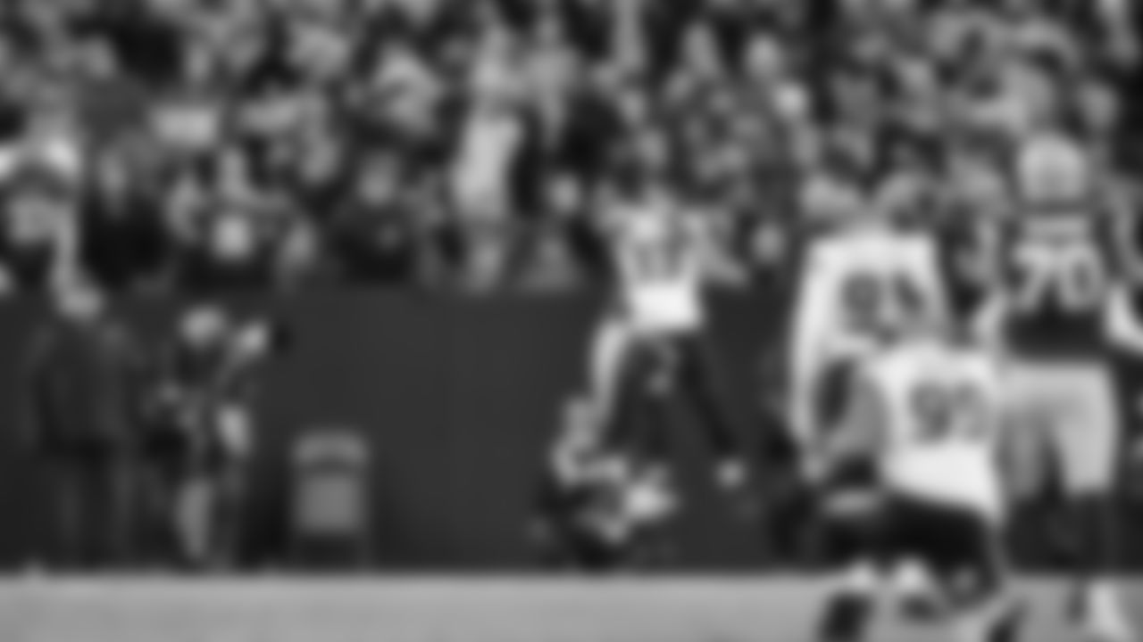 Seahawks safety Jamal Adams intercepts a pass in the end zone to thwart a scoring drive.