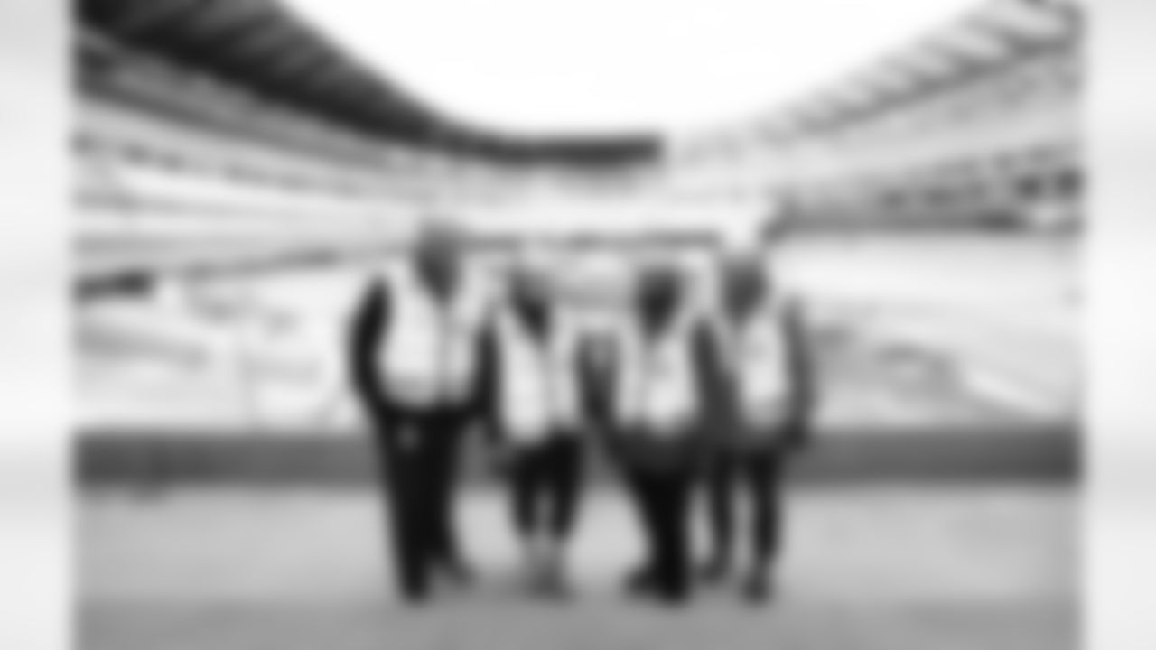 John Polka, Katy Crawley, Frank Cravotta, Jason Hartlund are seen as construction work continues at New Highmark Stadium, February 14, 2025.