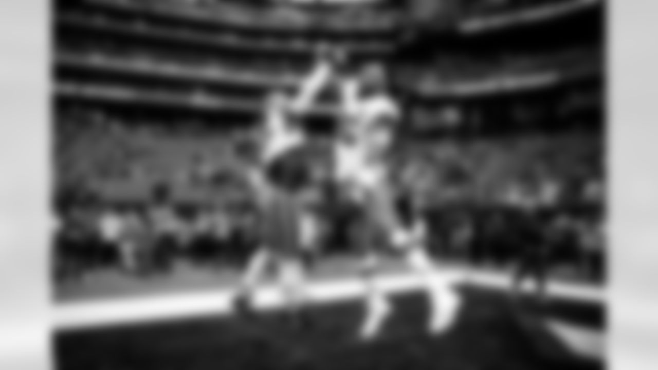 Tight end David Njoku (85) and Defensive end Myles Garrett (95) before a NFL Wild Card playoff football game between the Cleveland Browns and Houston Texans on January 13, 2024 at NRG Stadium. The Browns lost 14-45.