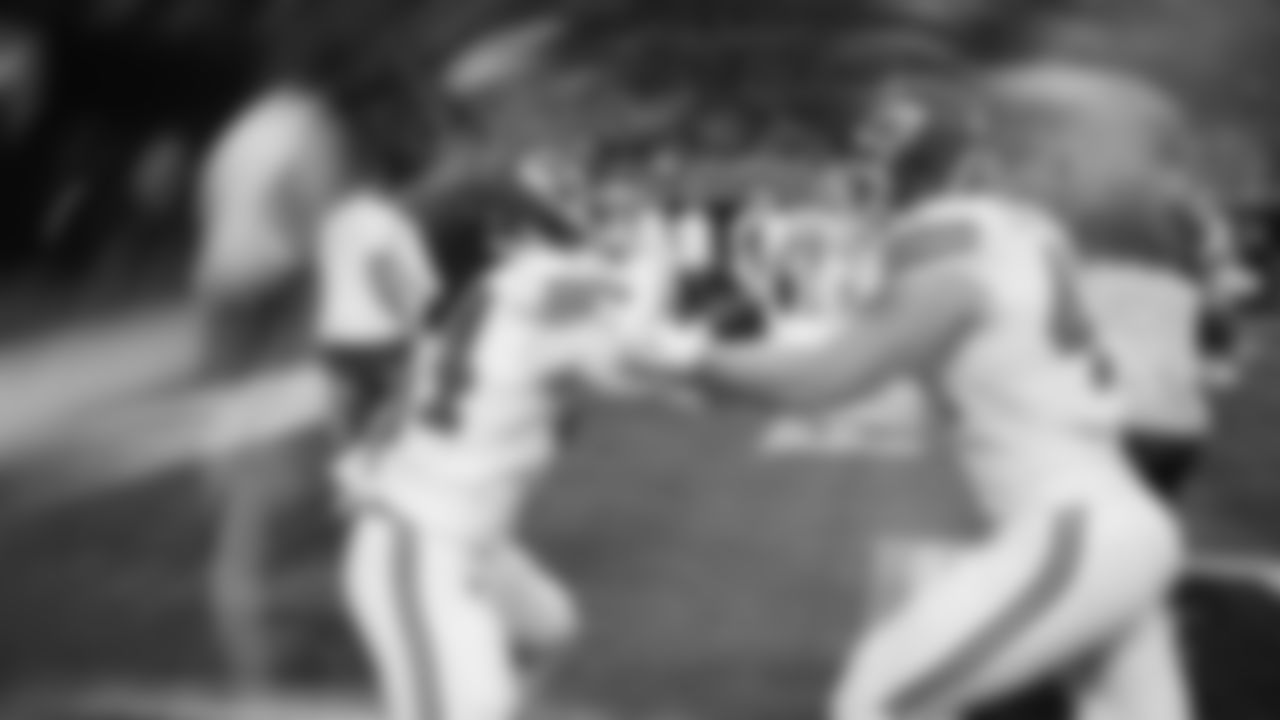 Kansas City Chiefs linebackers Cam Jones (44) and Jack Cochrane (43) participate in a drill together prior to the NFL Week 3 matchup against the Atlanta Falcons on Sunday, September 22, 2024 in Atlanta.