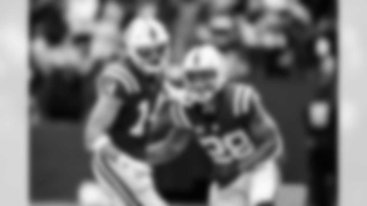 WR Alec Pierce #14 and RB Jonathan Taylor #28