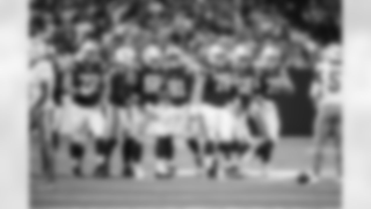 T Braden Smith #72, QB Anthony Richardson #5, G Dalton Tucker #68, TE Mo Alie-Cox #81, C Ryan Kelly #78, G Quenton Nelson #56 and T Bernhard Raimann #79