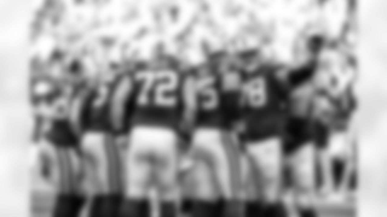 RB Jonathan Taylor #28, T Braden Smith #72, C/G Will Fries #75, C Ryan Kelly #78 and C Ryan Kelly #78