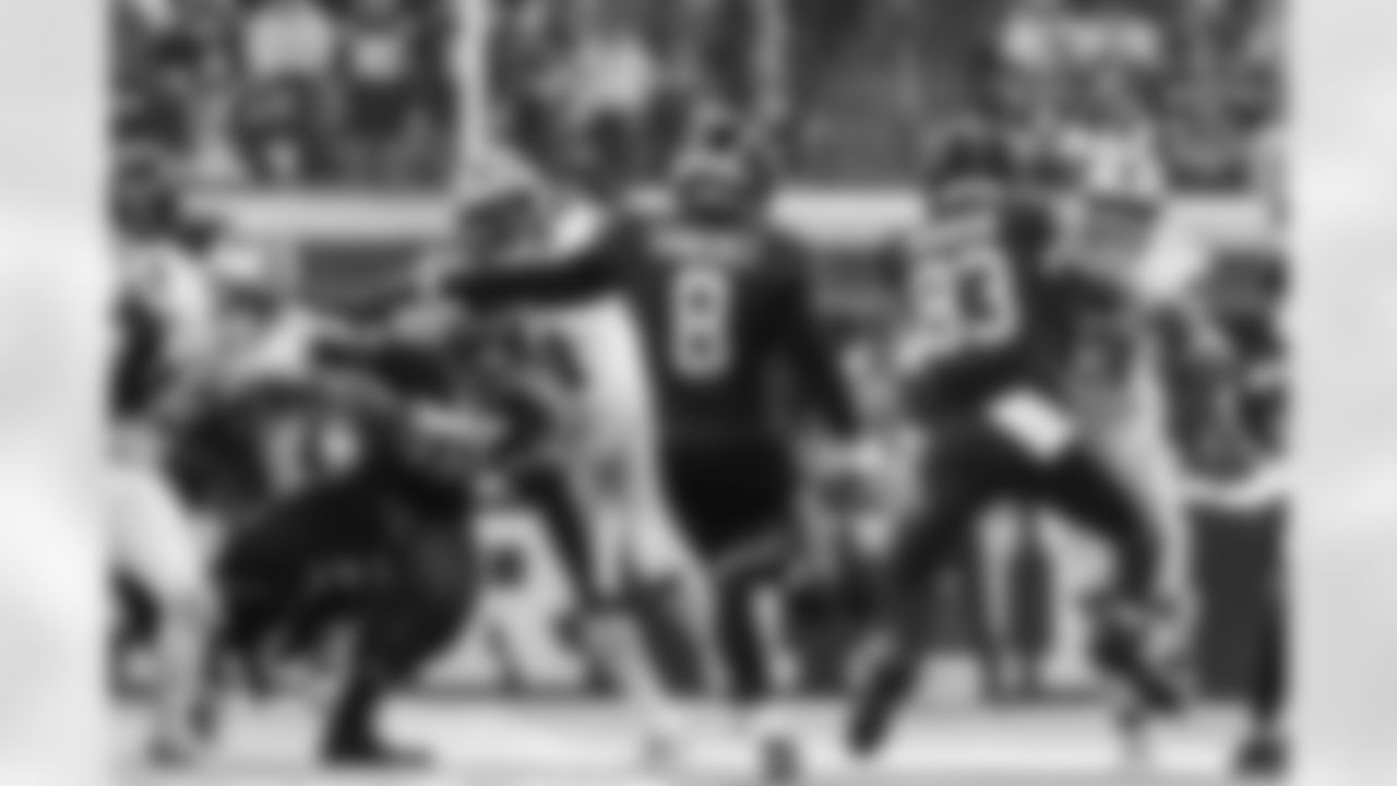 RB Tyler Goodson #31, P Rigoberto Sanchez #8, TE Kylen Granson #83 and LB Cameron McGrone #59