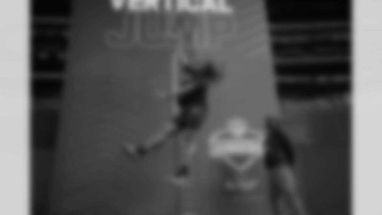 South Carolina defensive lineman Tonka Hemingway participates in vertical jump at the NFL football scouting combine in Indianapolis, Thursday, Feb. 27, 2025. (AP Photo/George Walker IV)