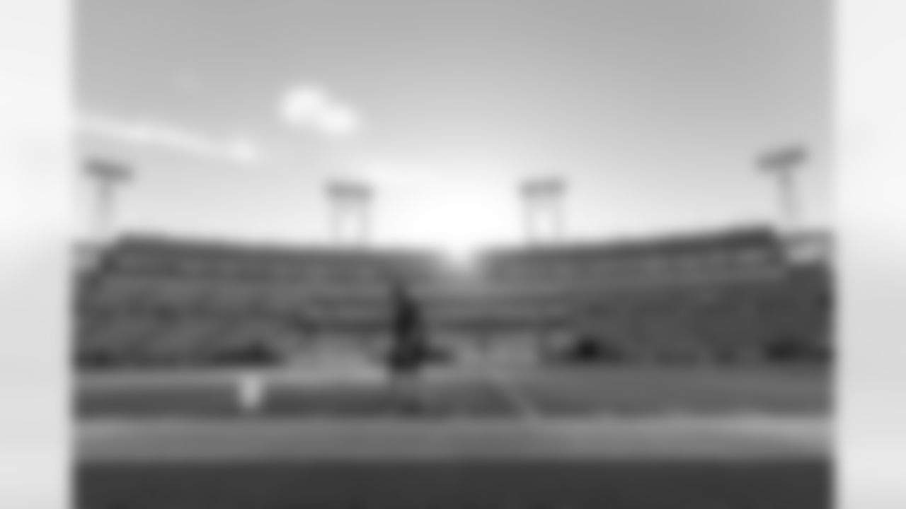 Jacksonville, Fla. – Field painting before the throwback game against the Indianapolis Colts on October 4, 2024.
