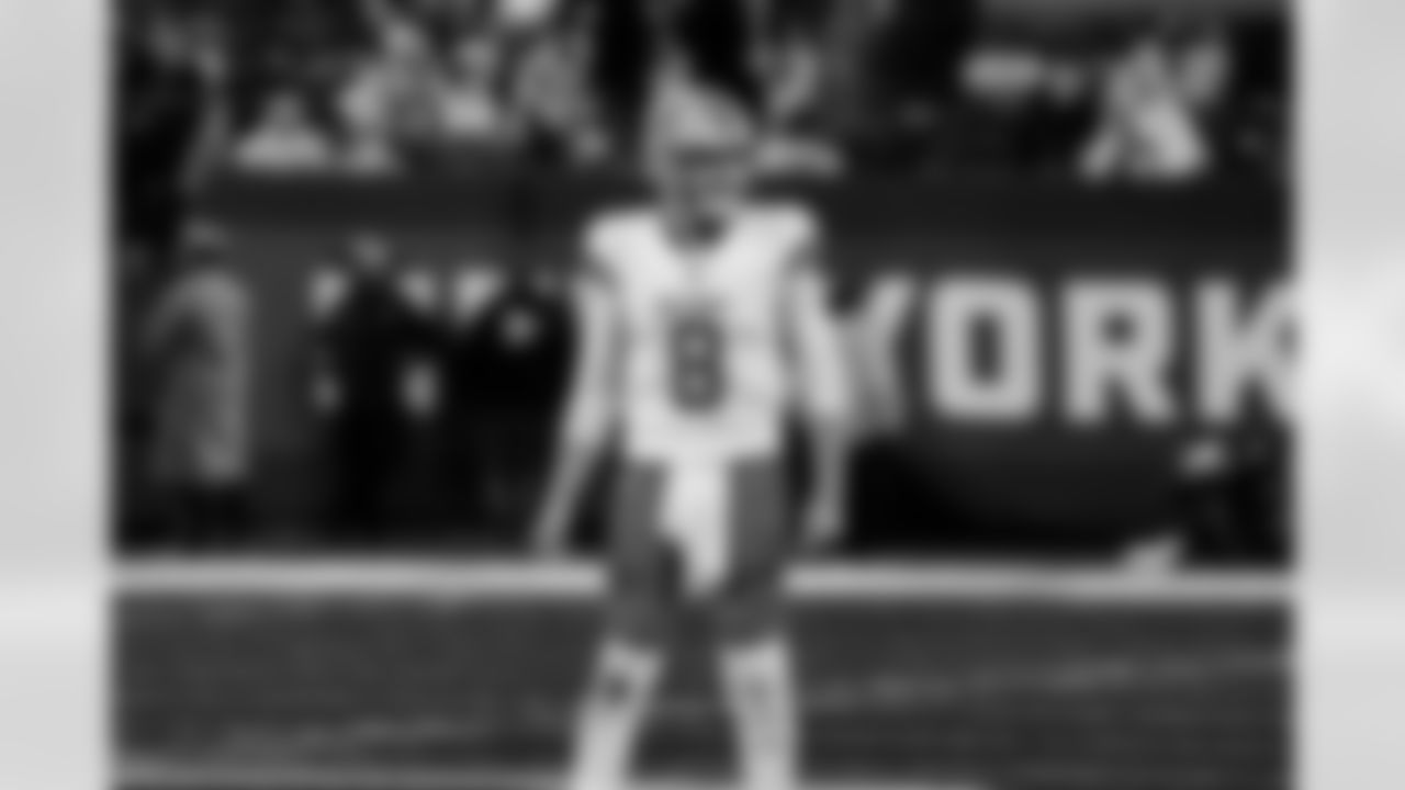 Detroit Lions quarterback Nate Sudfeld (8) during an NFL preseason game against the New York Giants on Aug. 8, 2024 in East Rutherford, New Jersey (Jeff Nguyen/Detroit Lions via AP)