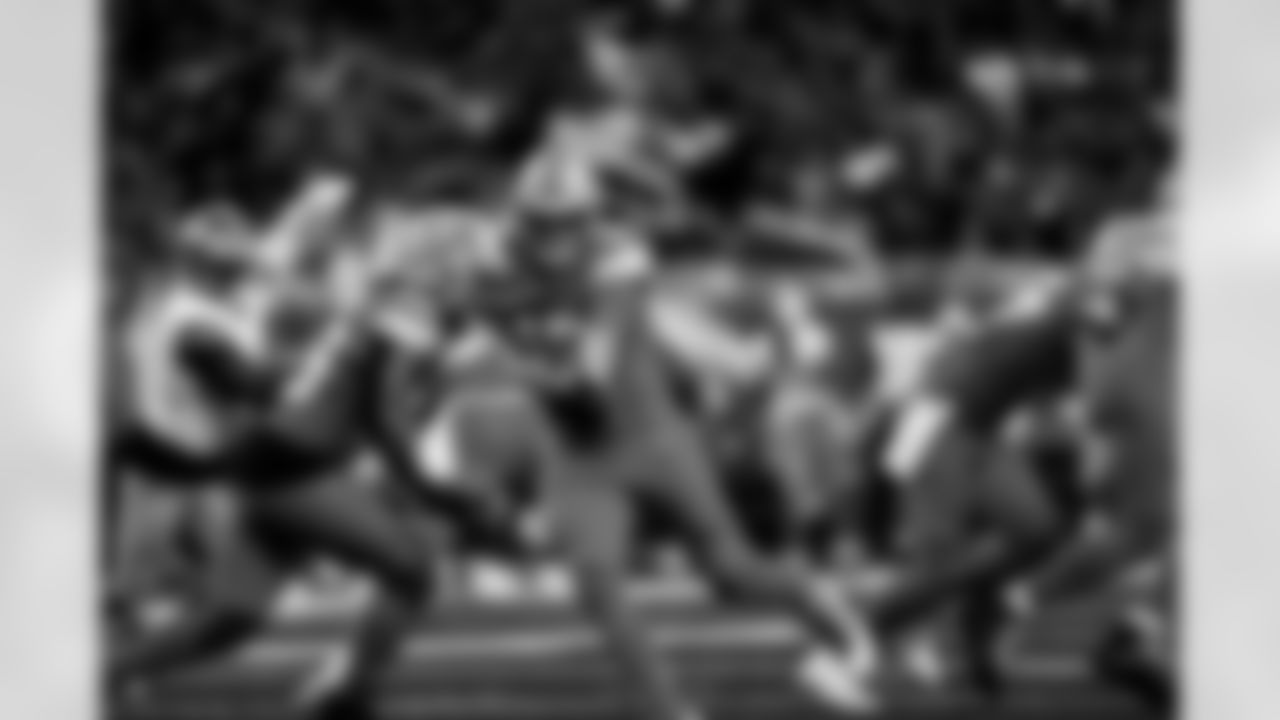Detroit Lions running back Jahmyr Gibbs (26) and Detroit Lions quarterback Jared Goff (16) during an NFL football game against the Los Angeles Rams on Sept. 8, 2024 in Detroit. (Jeff Nguyen/Detroit Lions via AP)