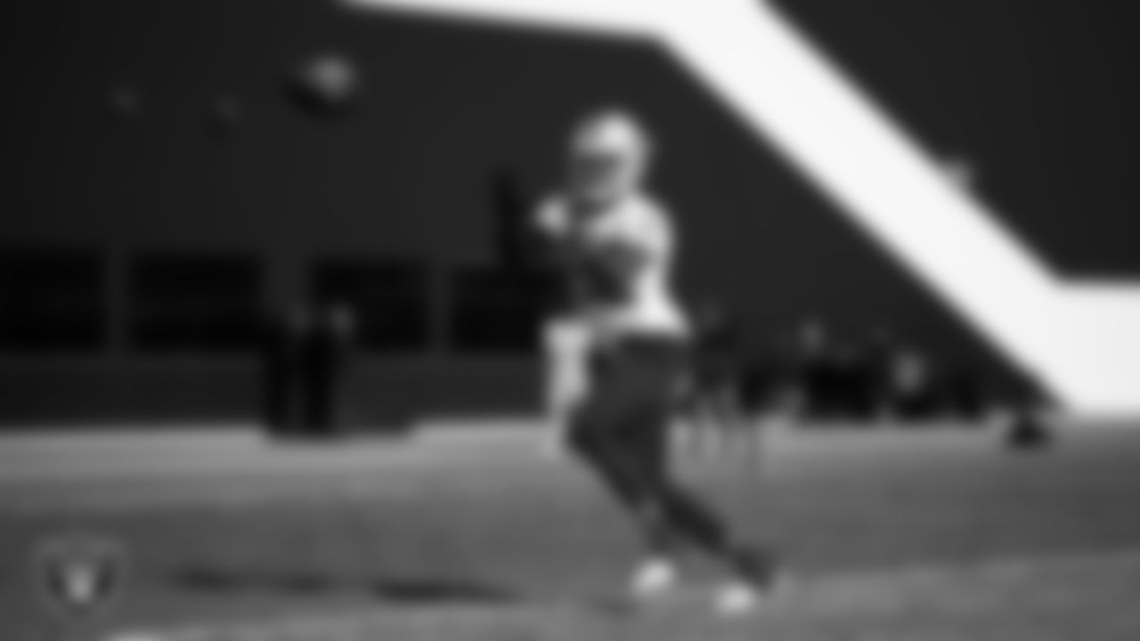Las Vegas Raiders wide receiver Ramel Keyton (82) during practice at Intermountain Health Performance Center.