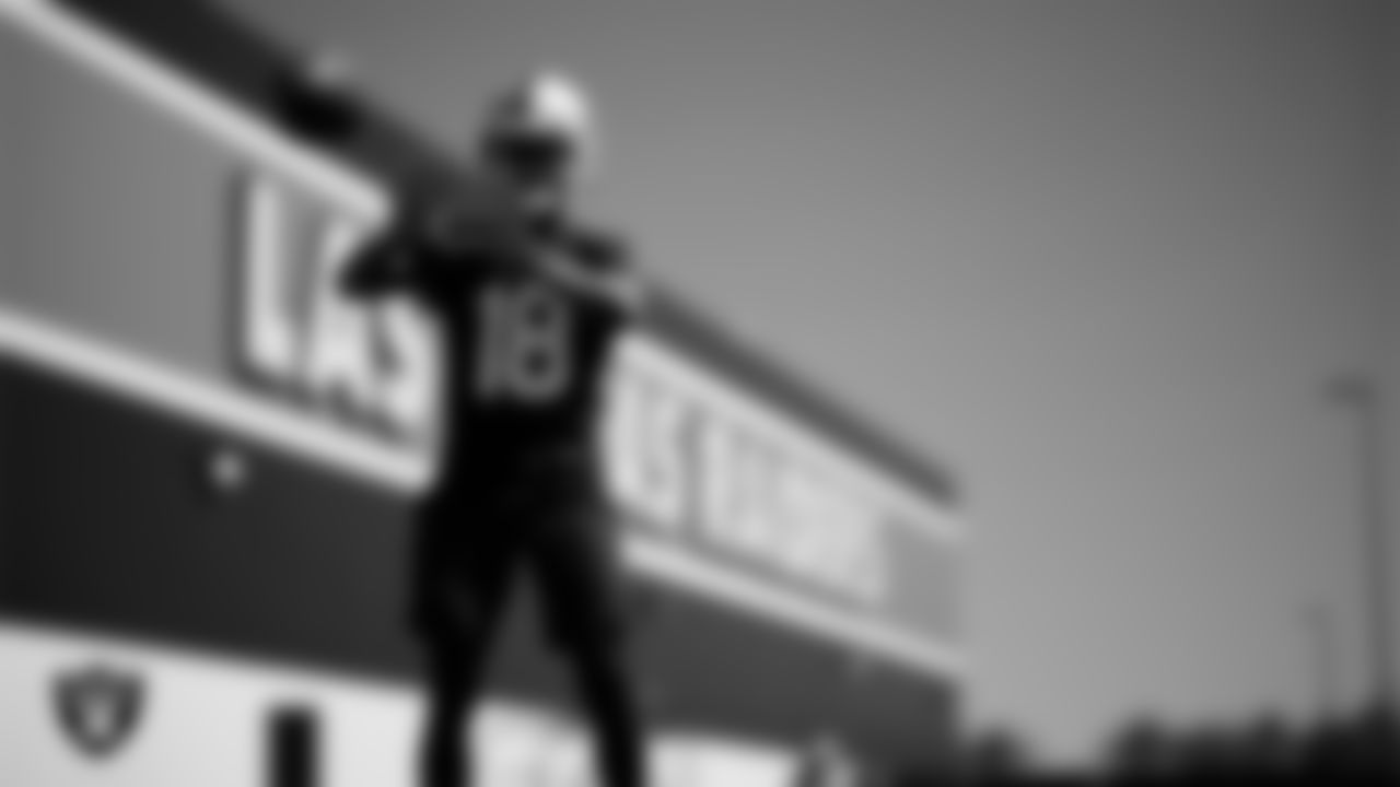 Las Vegas Raiders cornerback Jack Jones (18) during practice at Intermountain Health Performance Center.