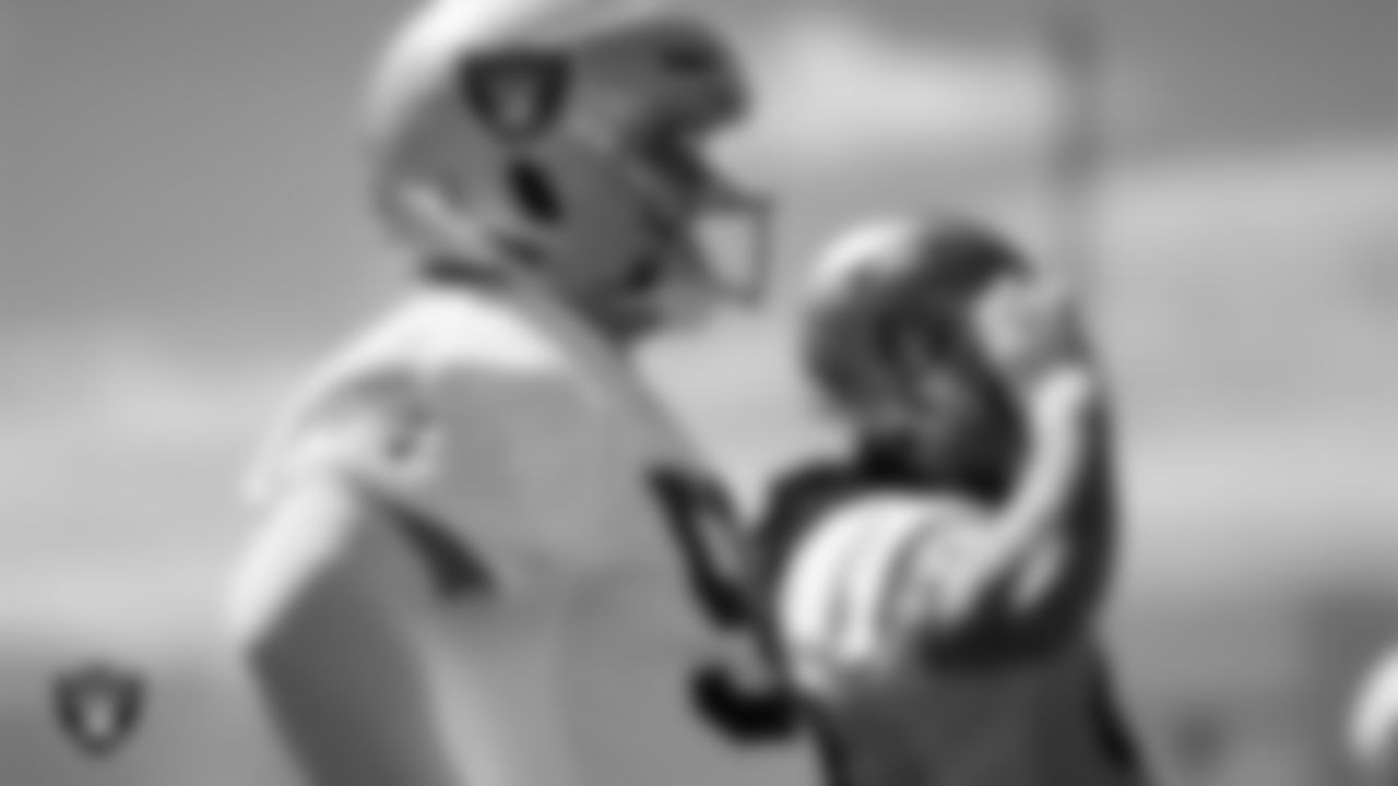 Las Vegas Raiders guard Jackson Powers-Johnson (58) during practice at Intermountain Health Performance Center.
