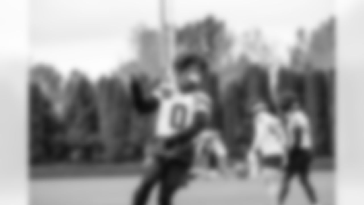 Seahawks linebacker Tyrel Dodson (0) practiced at the Virginia Mason Athletic Center in Renton, Wash. on August 22, 2024.