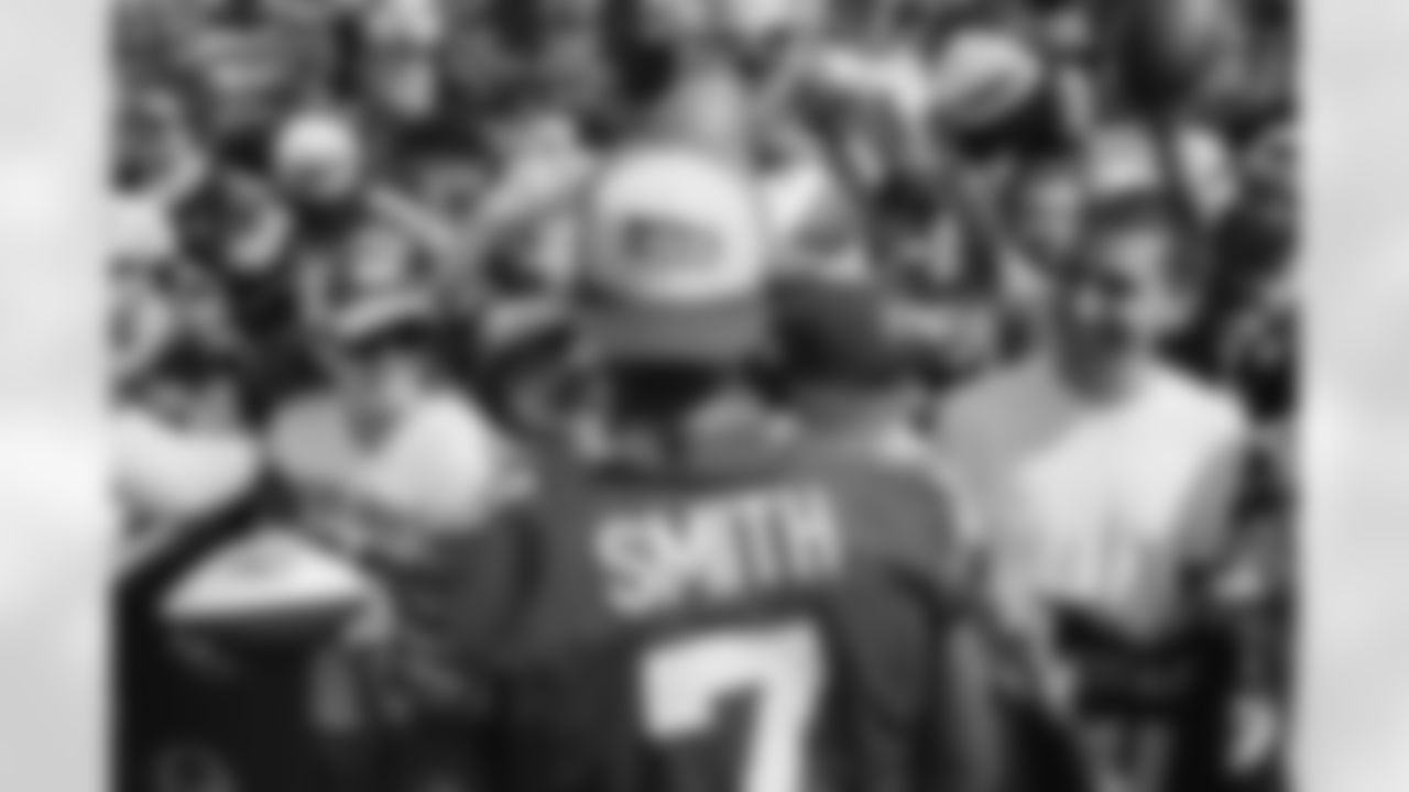 Seahawks quarterback Geno Smith (7) practiced at the Virginia Mason Athletic Center on August 8, 2024.