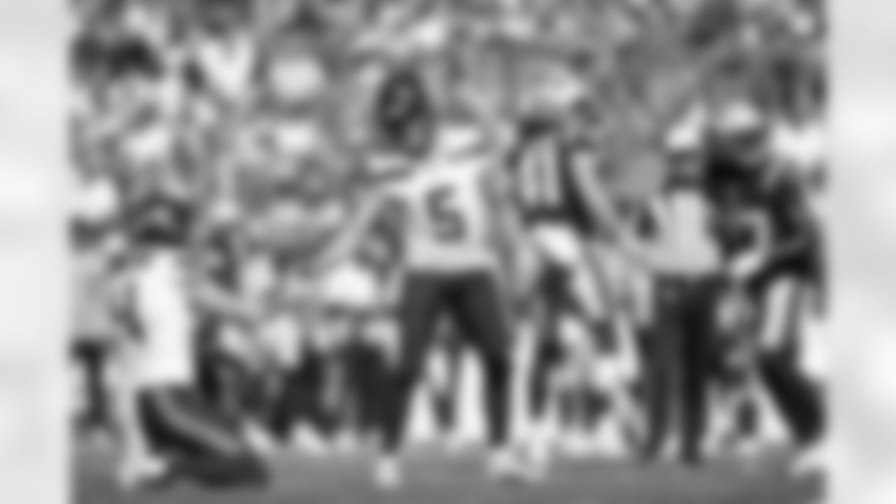 Seahawks kicker Jason Myers (5) in the Week 2 overtime win over the New England Patriots on Sunday, September 15, 2024.