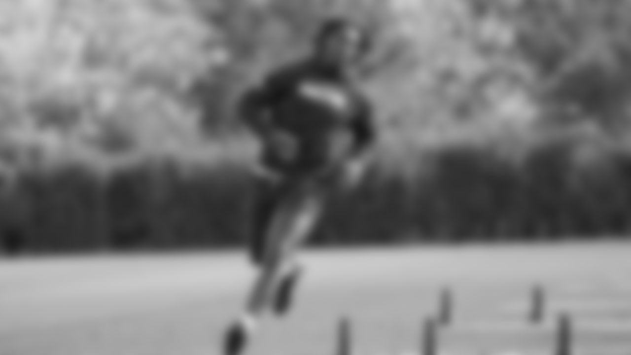 Seahawks safety D'Anthony Bell (23) participated in the first workout of the offseason on April 22, 2025 at the Virginia Mason Athletic Center.