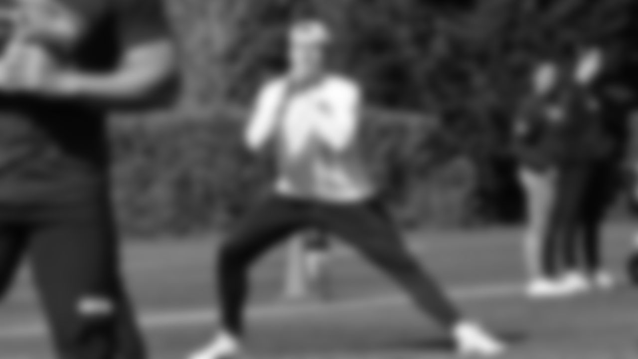 Seahawks quarterback Drew Lock (6) participated in the first workout of the offseason on April 22, 2025 at the Virginia Mason Athletic Center.