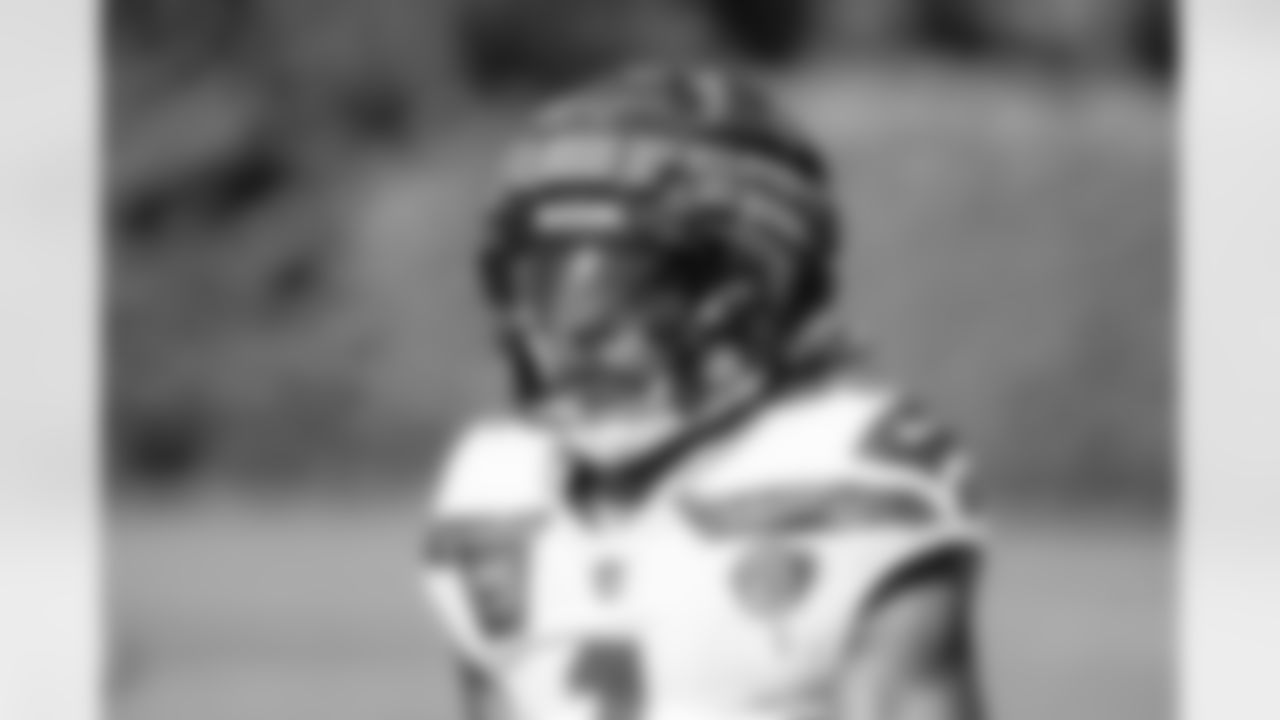Seahawks wide receiver Dee Eskridge (1) practiced at the Virginia Mason Athletic Center on August 5, 2024.