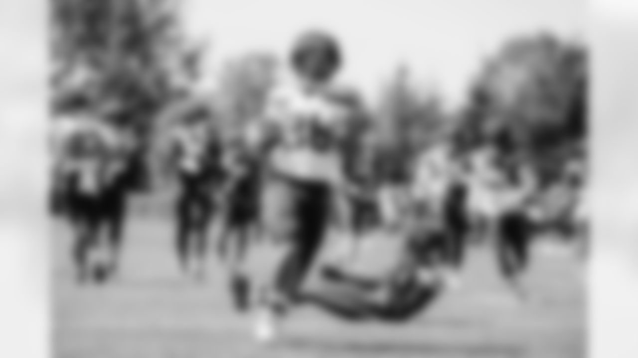 Seahawks running back George Holani (36) practiced at the Virginia Mason Athletic Center on August 5, 2024.